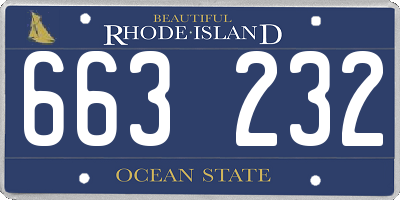 RI license plate 663232