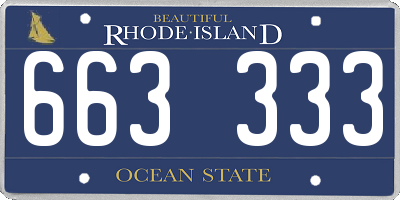 RI license plate 663333