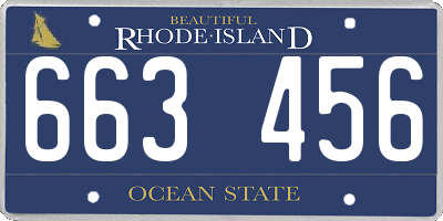 RI license plate 663456