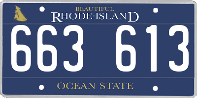 RI license plate 663613
