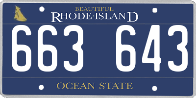 RI license plate 663643