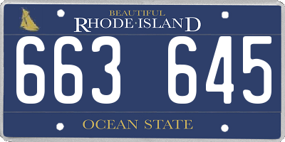 RI license plate 663645