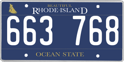 RI license plate 663768