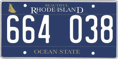 RI license plate 664038