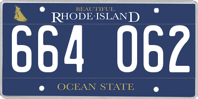 RI license plate 664062