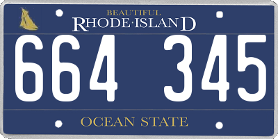 RI license plate 664345
