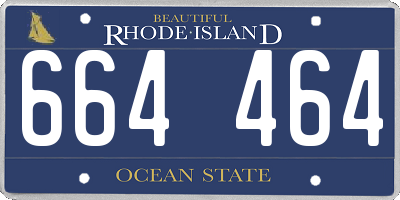 RI license plate 664464