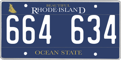 RI license plate 664634