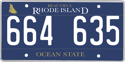 RI license plate 664635