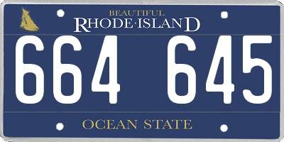 RI license plate 664645