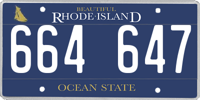 RI license plate 664647