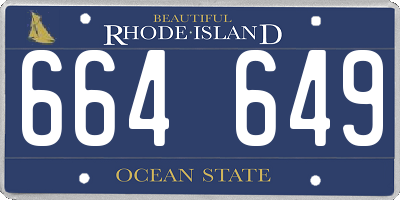 RI license plate 664649