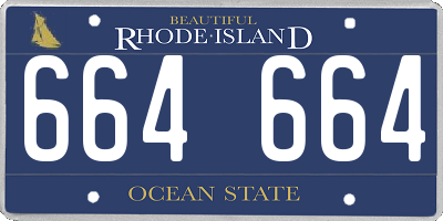 RI license plate 664664