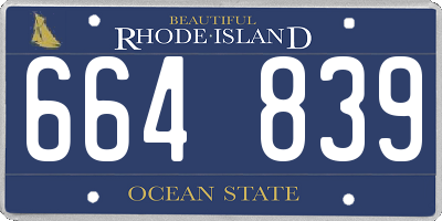 RI license plate 664839