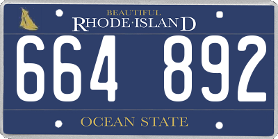 RI license plate 664892