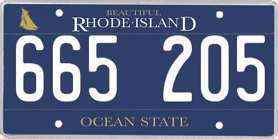 RI license plate 665205
