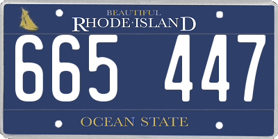 RI license plate 665447