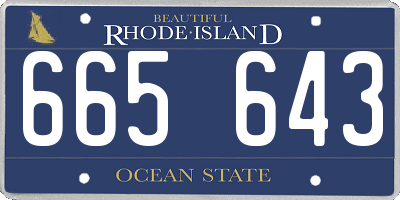 RI license plate 665643