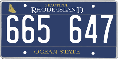 RI license plate 665647