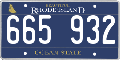 RI license plate 665932