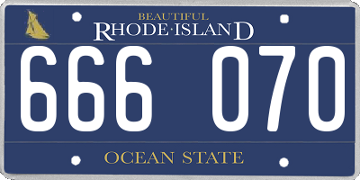 RI license plate 666070