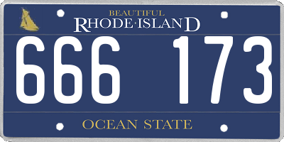 RI license plate 666173