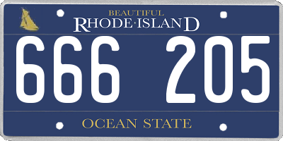 RI license plate 666205