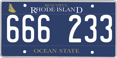 RI license plate 666233