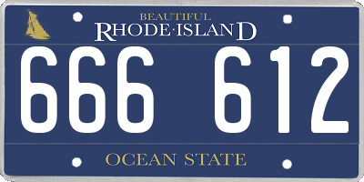RI license plate 666612
