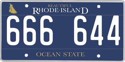 RI license plate 666644