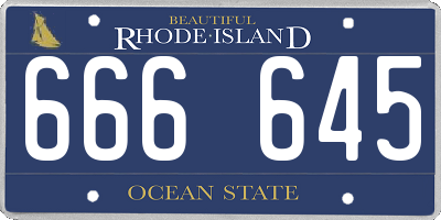 RI license plate 666645