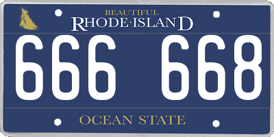 RI license plate 666668
