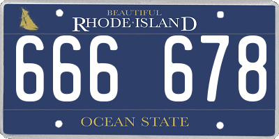RI license plate 666678