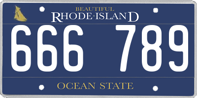 RI license plate 666789