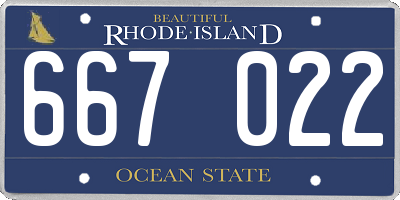 RI license plate 667022
