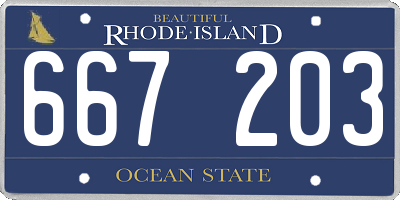 RI license plate 667203
