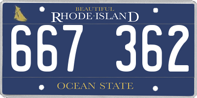 RI license plate 667362