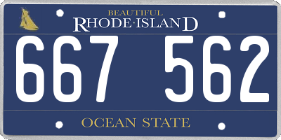 RI license plate 667562