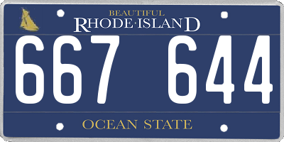 RI license plate 667644