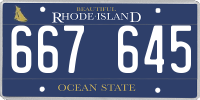 RI license plate 667645