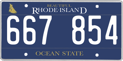 RI license plate 667854