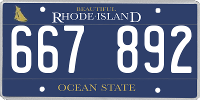 RI license plate 667892