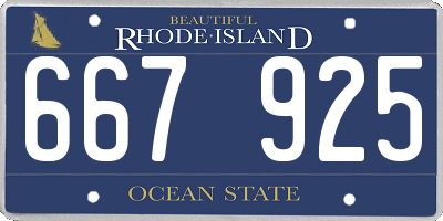 RI license plate 667925