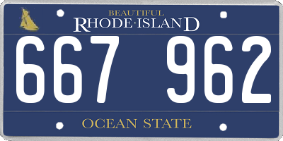 RI license plate 667962