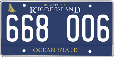 RI license plate 668006