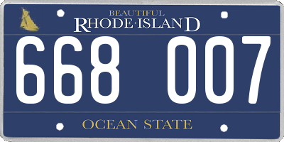 RI license plate 668007