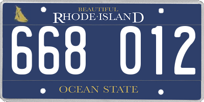 RI license plate 668012