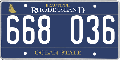 RI license plate 668036