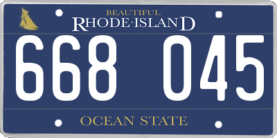 RI license plate 668045