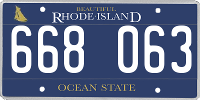 RI license plate 668063